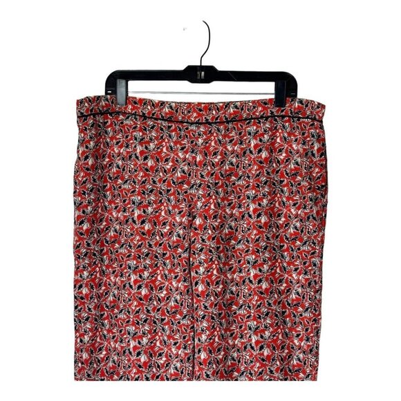 Marni Pants Womens 10 Red Silk Abstract Floral Print‎ Flowy Wide Leg - Picture 3 of 10